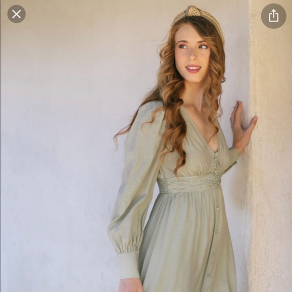 New Gabriella Button Midi Dress in Mint - Picture 3 of 10